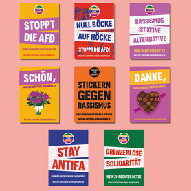 Sticker S gegen AfD und rechte Hetze