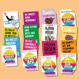 Sticker S gegen AfD und rechte Hetze